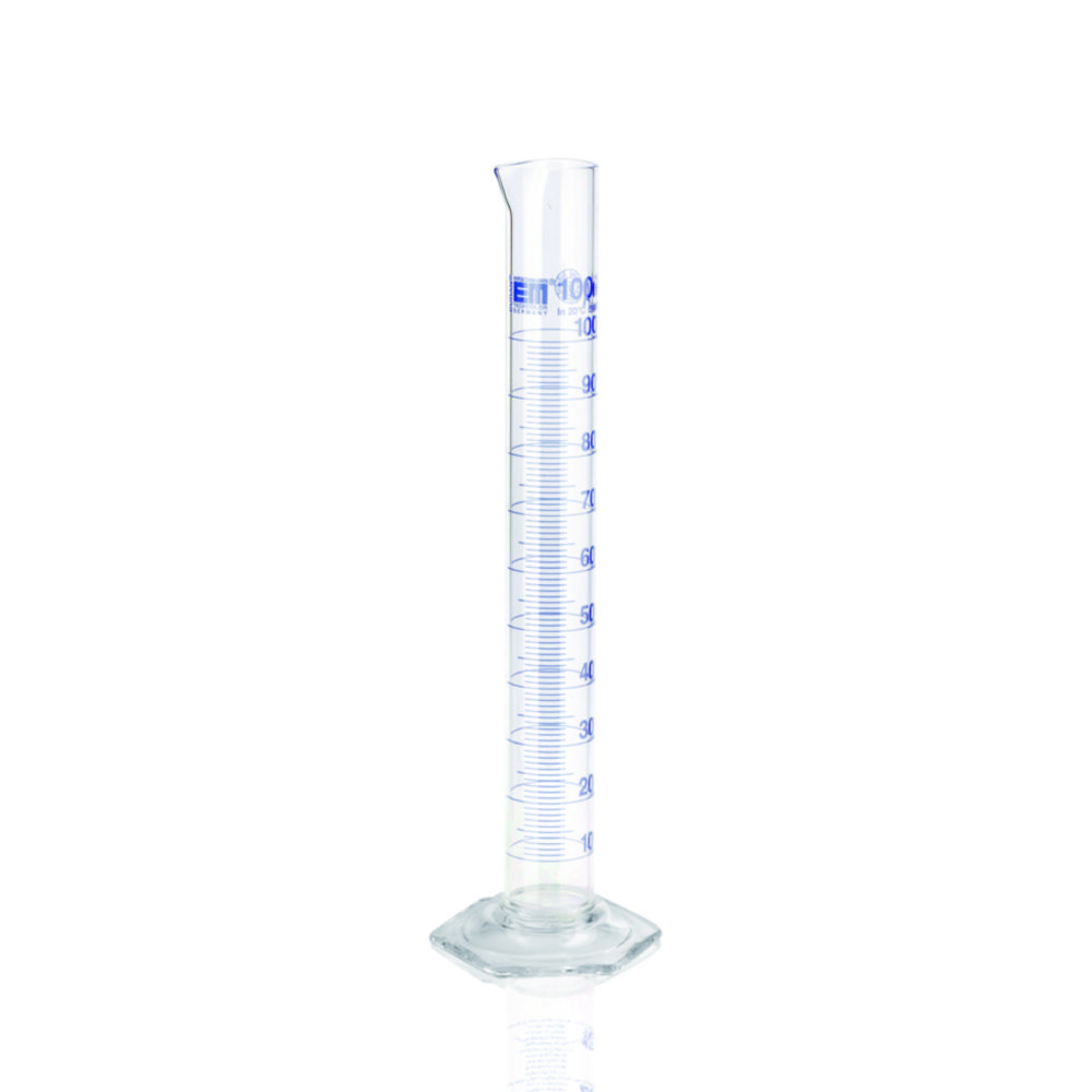 Measuring Cylinder, DURAN®, class A, Blue Graduation, USP | Nominal capacity: 50 ml