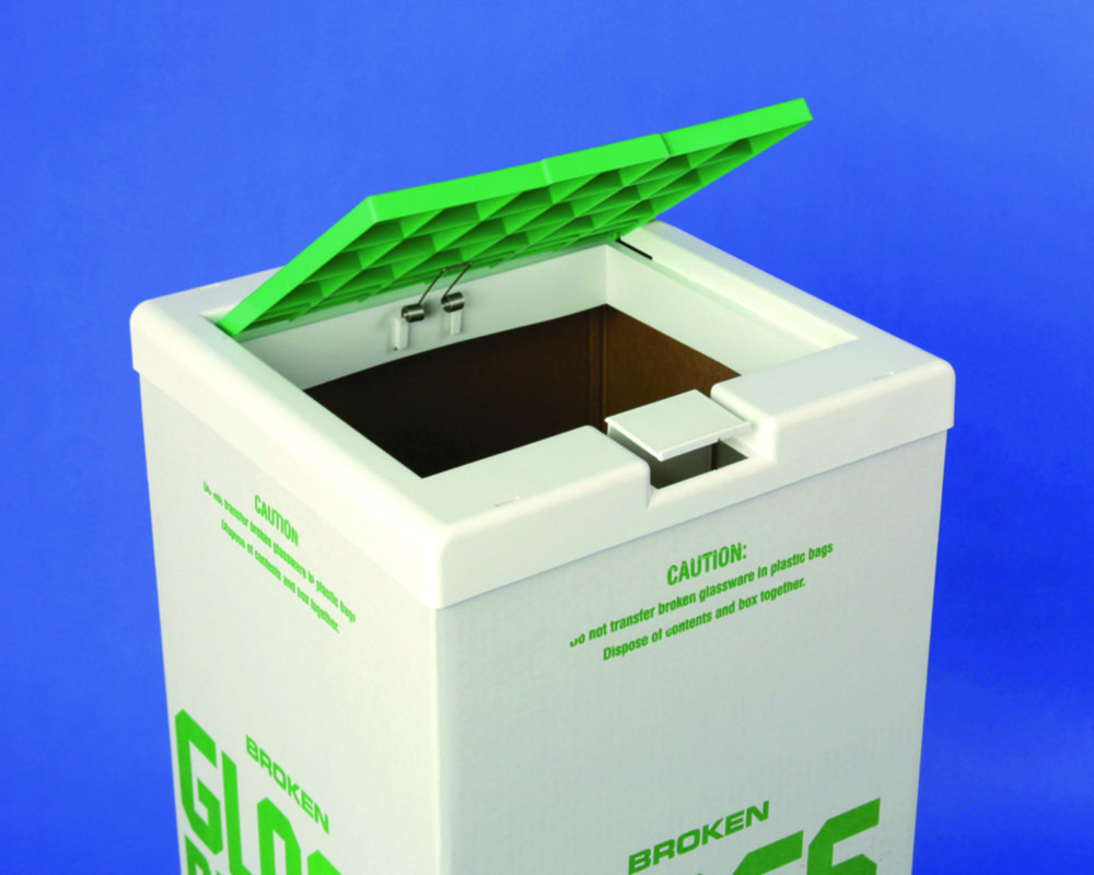 Disposal Cartons for Broken Glass | Description: Disposal cartons for broken glass, benchtop