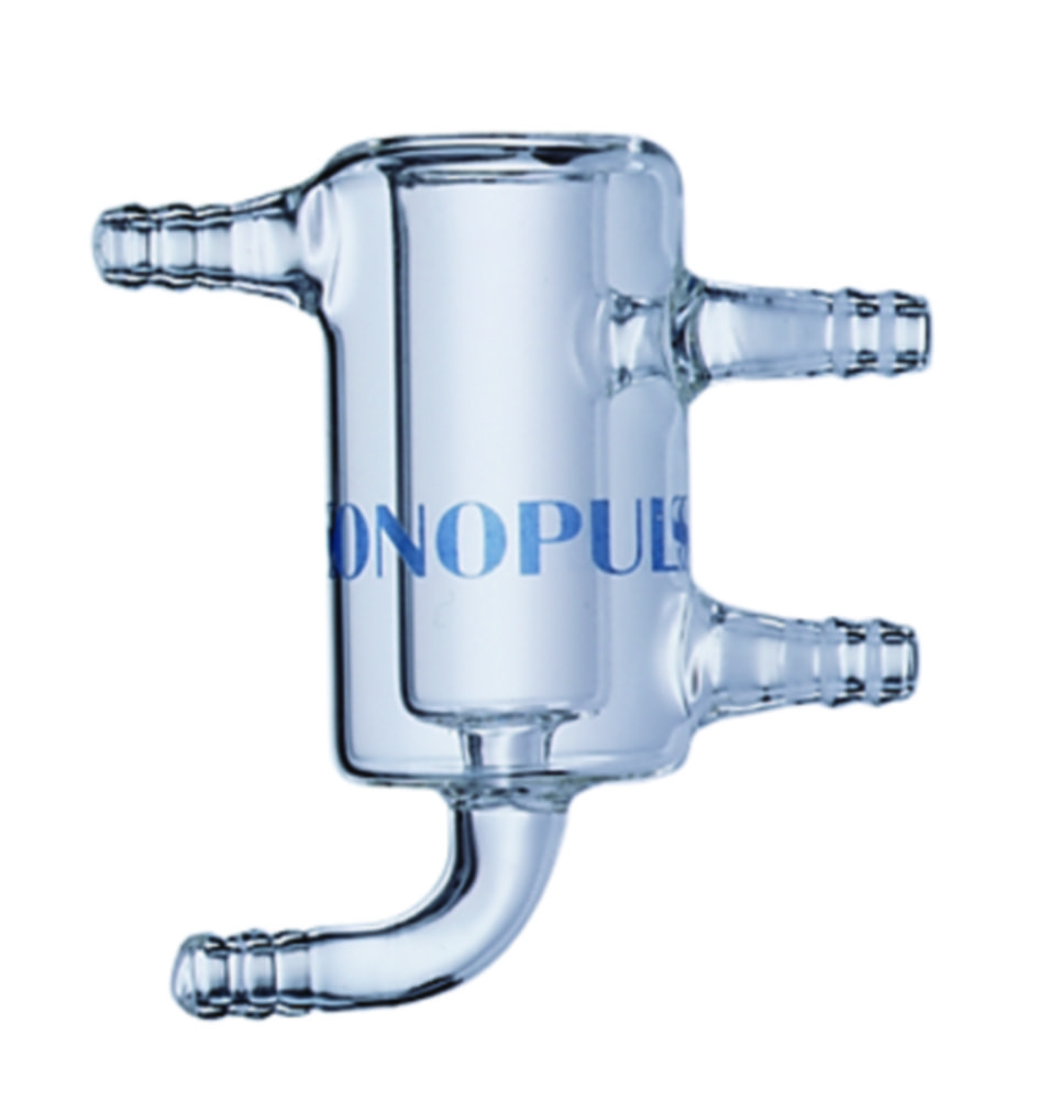 Glass sample vessels, Borosilicate glass 3.3 for Ultrasonic homogenisers SONOPULS | Type: DG 6 flow-through vessel with cooling jacket