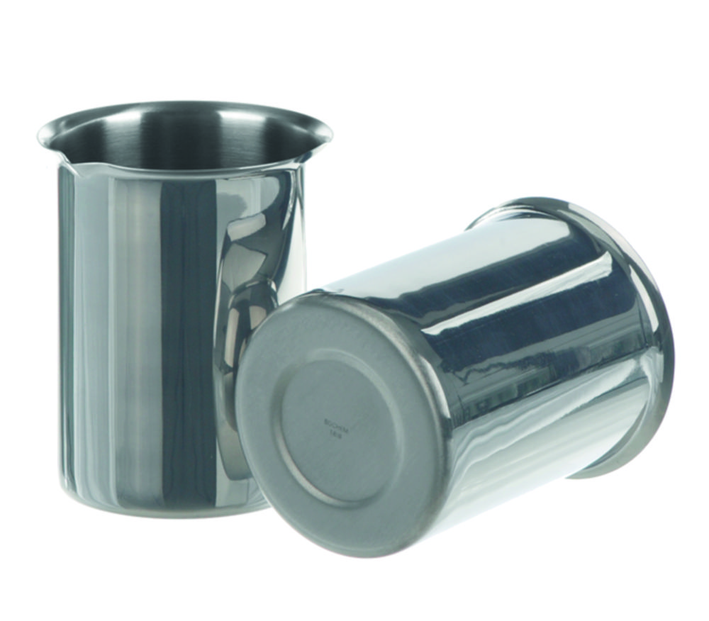 Beakers, stainless steel, with rim and spout | Nominal capacity: 2000 ml
