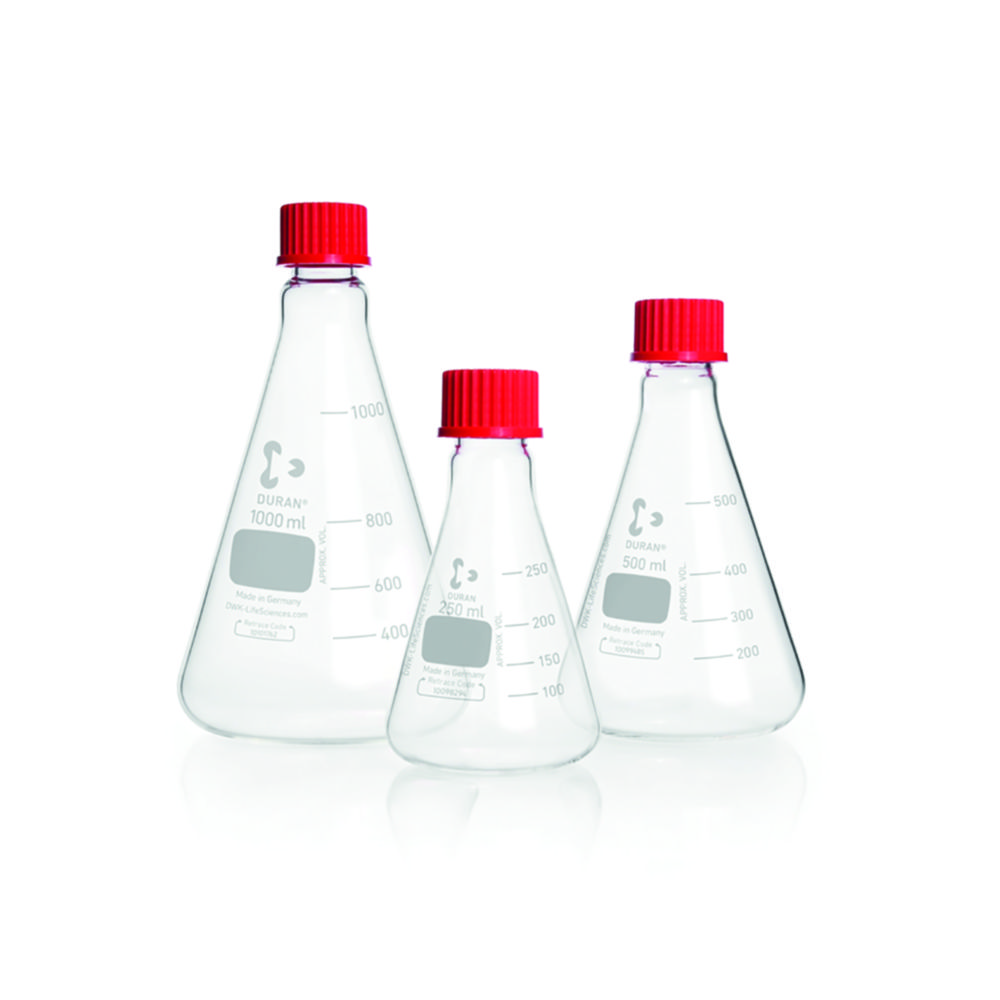 Erlenmeyer flasks, DURAN®, with screw neck | Nominal capacity: 100 ml