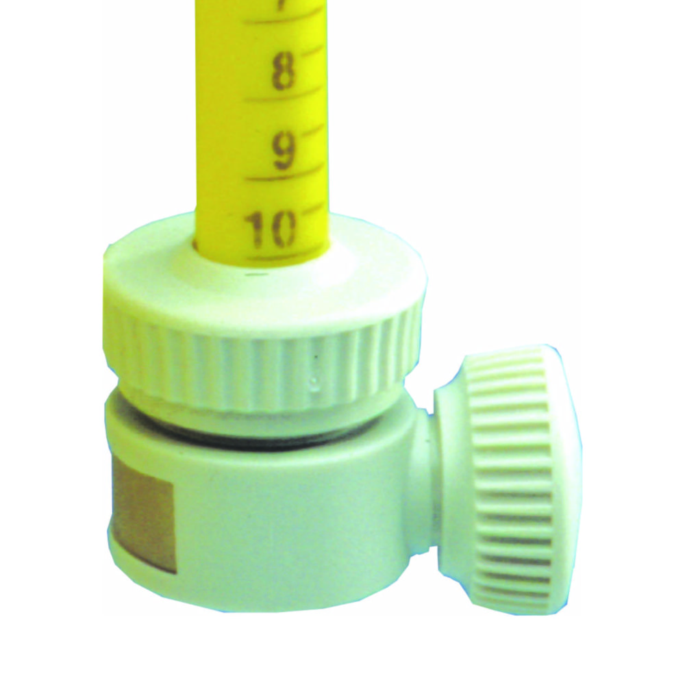 Volumen-Einstellsystem für Flaschenaufsatz-Dispenser FORTUNA® OPTIFIX® | Beschreibung: BASIC, SOLVENT, HF, SAFETY, SAFETY S, 2-100 ml