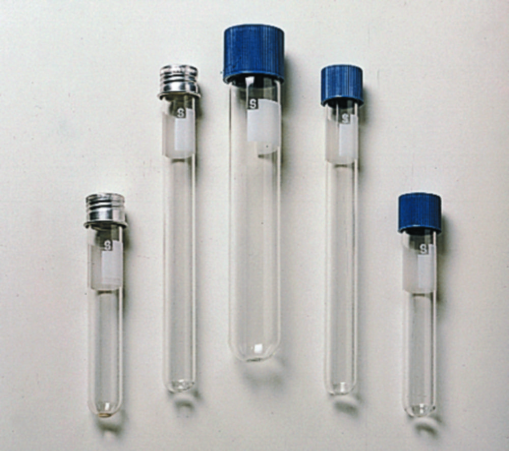 Culture tubes, Borosilicate glass 3.3, with plastic screw cap | Dimensions (ØxL): 16 x 150 mm