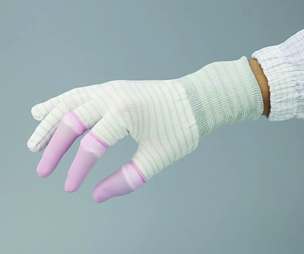 Gloves ASPURE ESD,  3 halffinger, white | Glove size: L