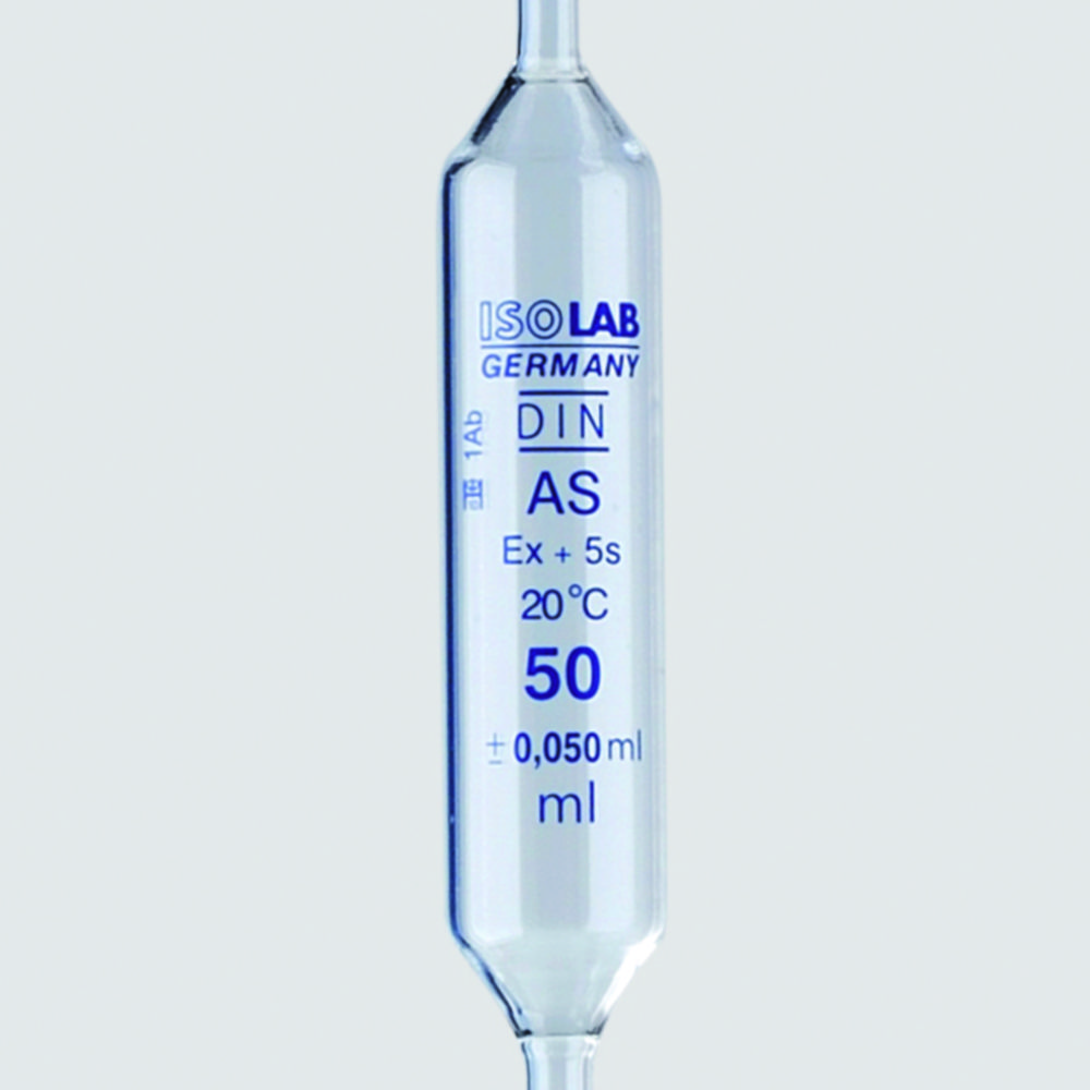 Volumetric pipettes, soda glass, class AS, 1 mark, blue graduated | Nominal capacity: 25 ml