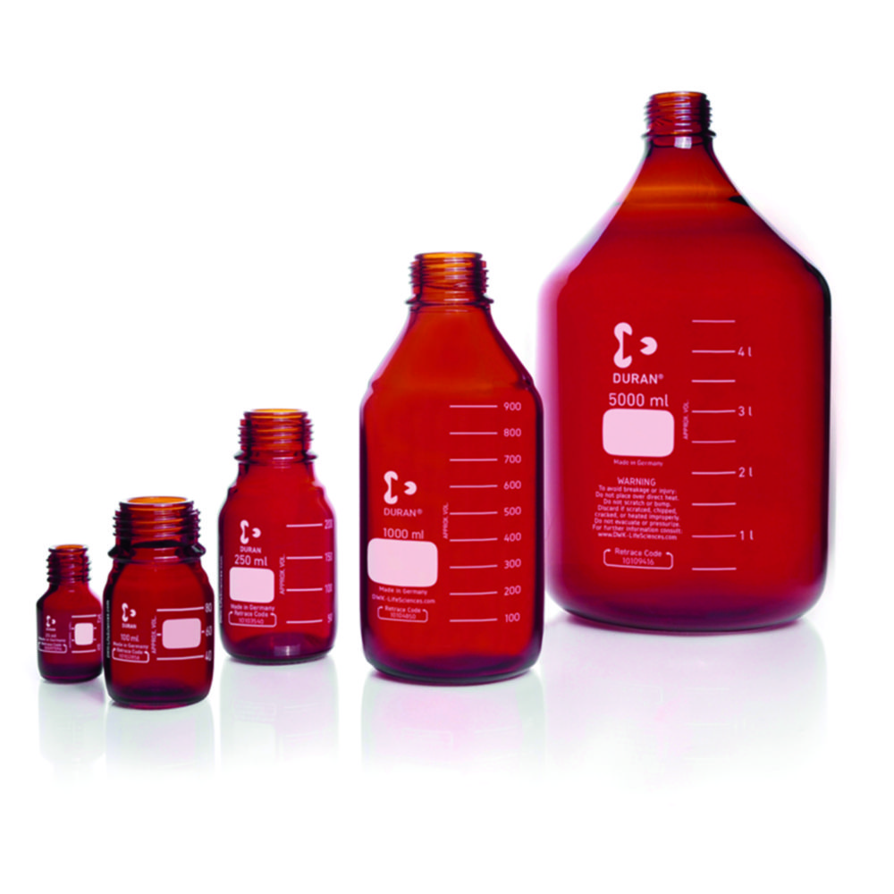 Laboratory bottles, DURAN® amber, with retrace code