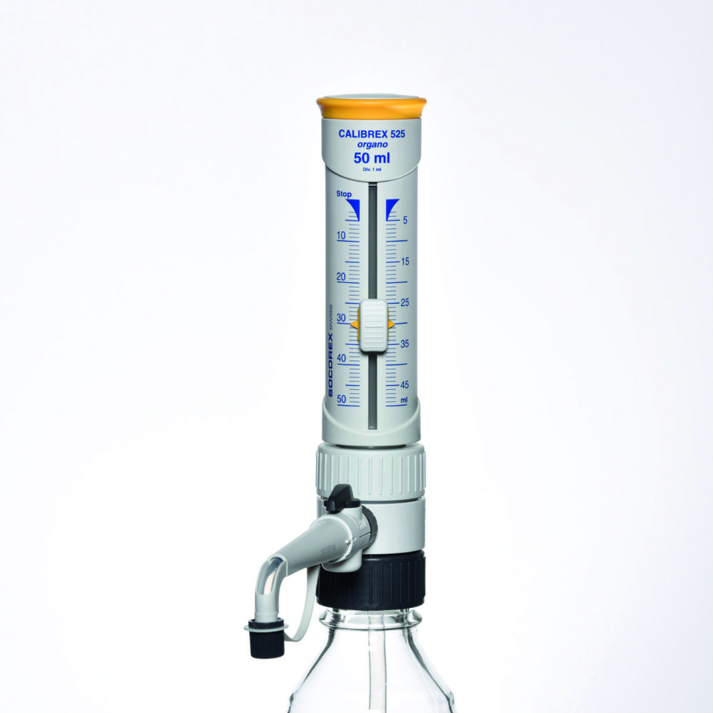Bottle-top dispensers Calibrex™ organo 525, with flow control system