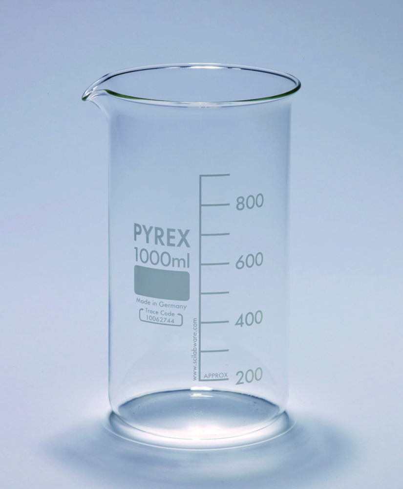 Becherglas, Pyrex®, niedrige Form, schwere Ausführung | Nennvolumen: 1000 ml