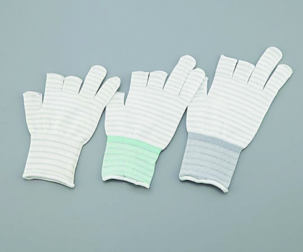Gloves ASPURE ESD,  3 halffinger, white | Glove size: L