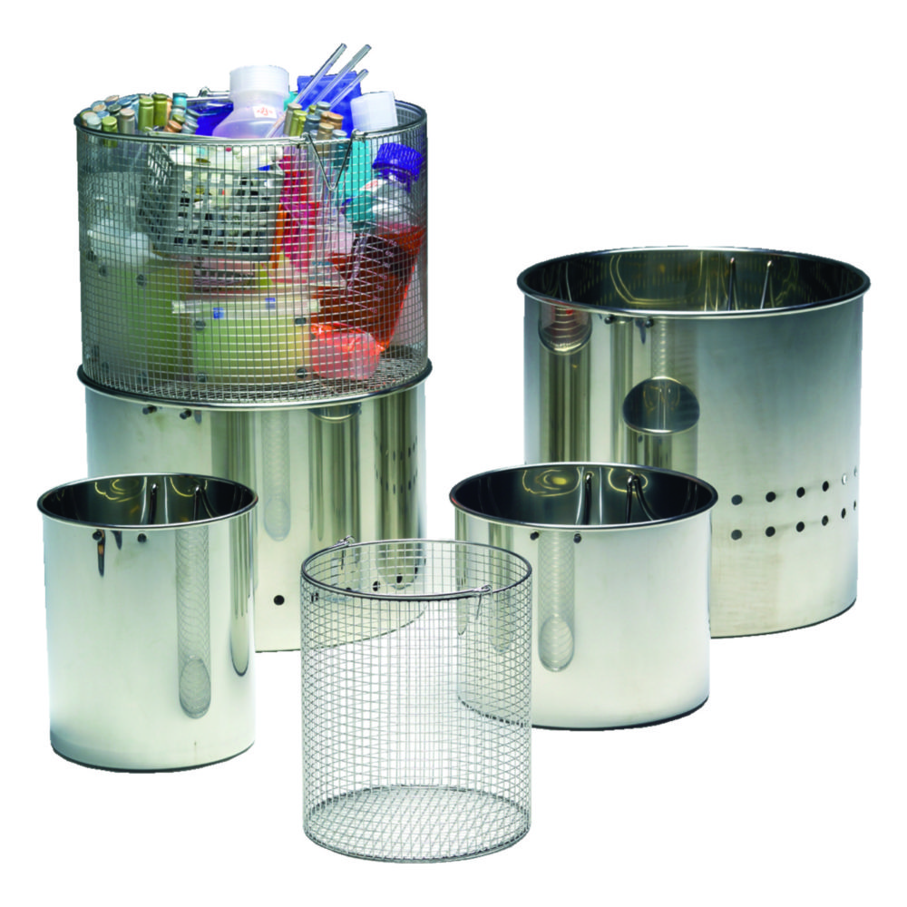 Accessories for HV series steam sterilisers | Description: Stainless steel sterilising basket for HV-50