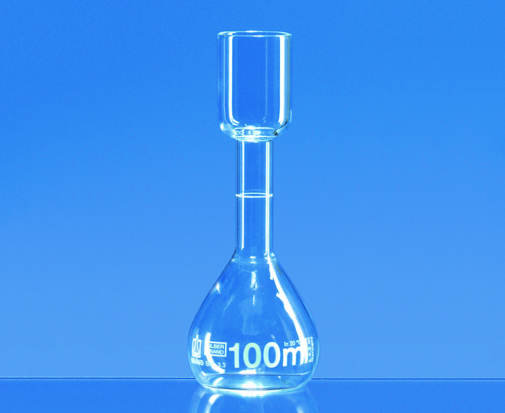 Volumetric flasks for sugar tests, Borosilicate glass 3.3, class B, white graduated | Nominal capacity: 100 ml