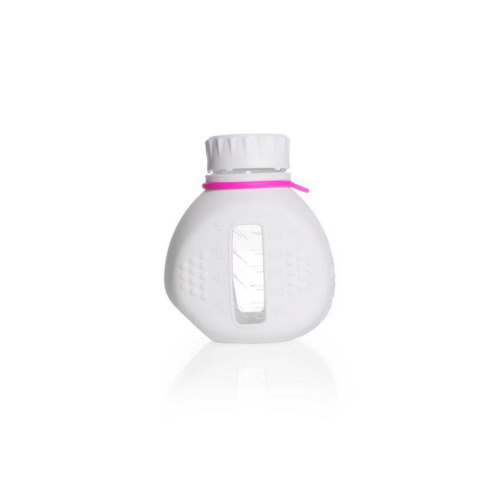Accessories to Cell Culture Flasks DURAN® TILT | Description: TILT light shield, white, silicone, with four GL 56 bottle tags (orange, yellow, blue, purple)