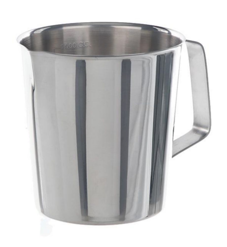 Measuring jugs with handle, stainless steel, conical shape