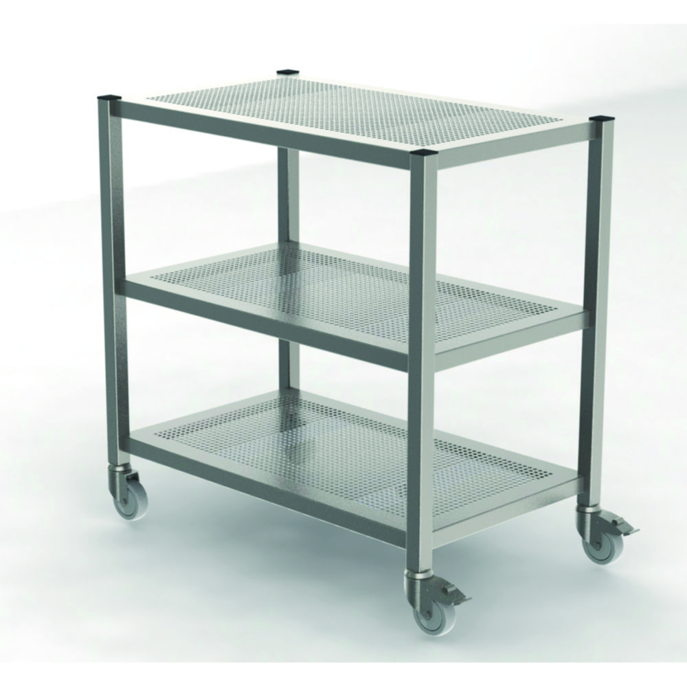 Cleanroom Transport Trolley | Description: with 3 smooth shelves