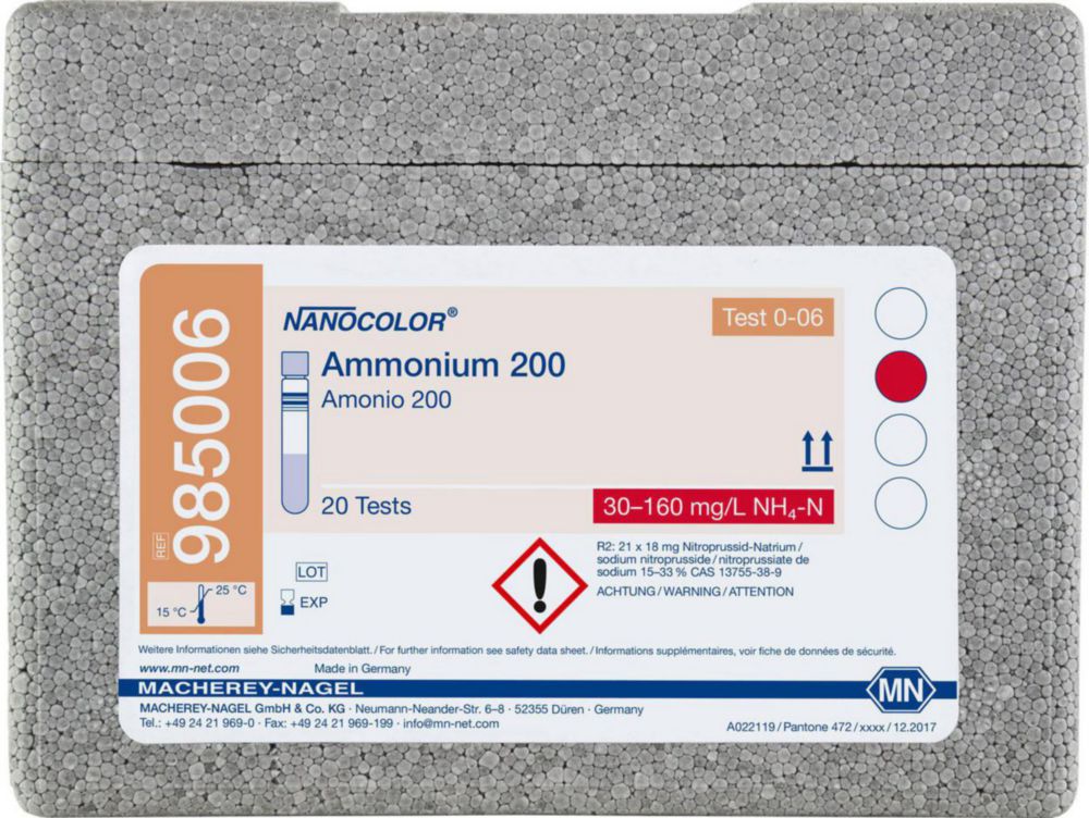 Rundküvettentests NANOCOLOR® Ammonium | Beschreibung: Ammonium 200