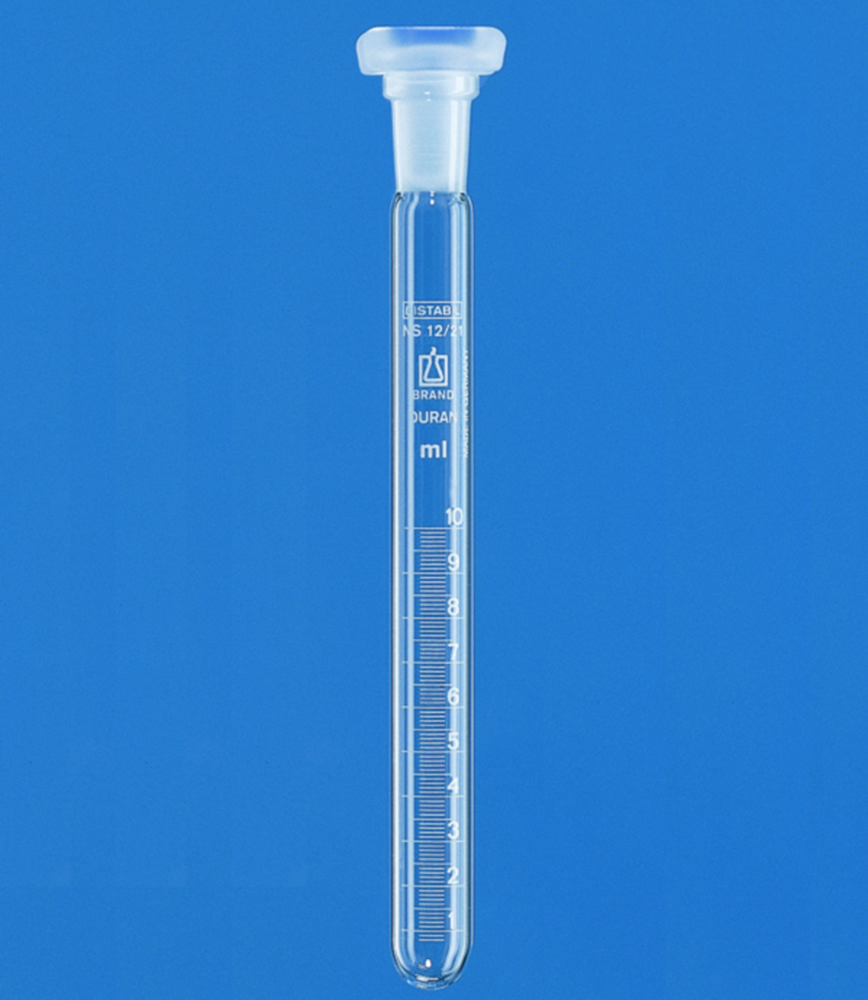 Test tubes, boro 3.3, with PP stopper | Dimensions (ØxL): 19 x 220 mm