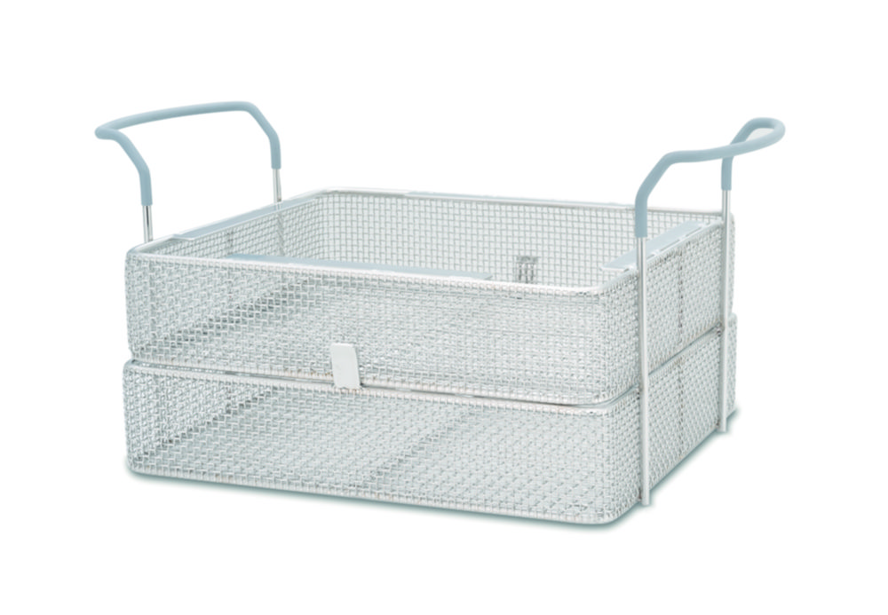 Double insert basket for ultrasonic baths Elmasonic, stainless steel