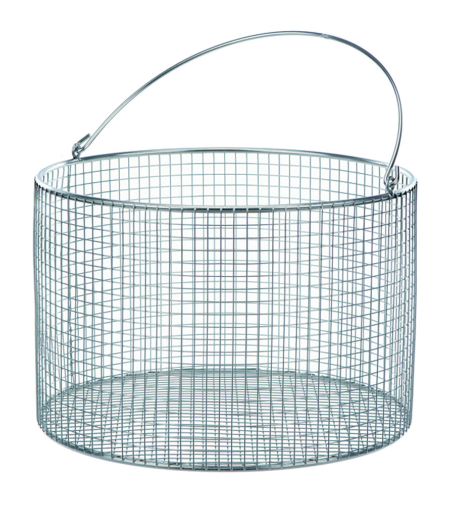 Wire baskets with handle, round, stainless steel | Dimensions (ØxH): 270 x 180 mm