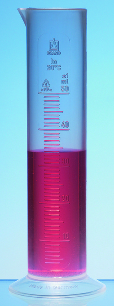 Graduated cylinders, SAN, class B, embossed scale | Nominal capacity: 25 ml