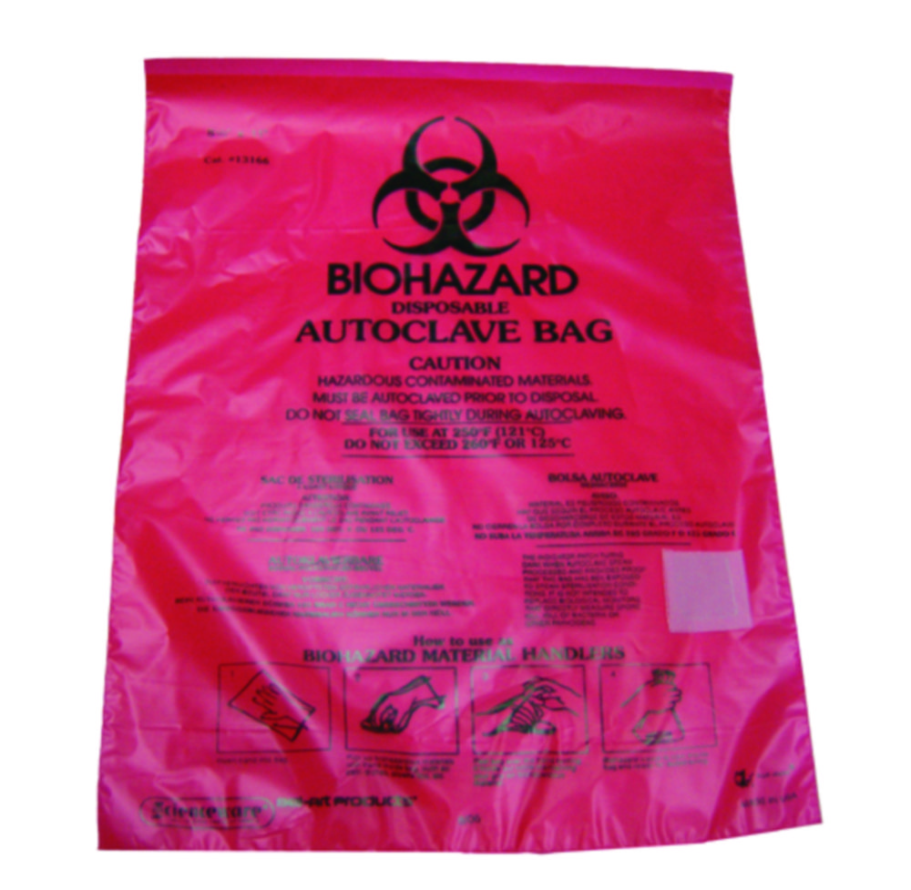 Benchtop holder and biohazard bags set | Description: Biohazard bags