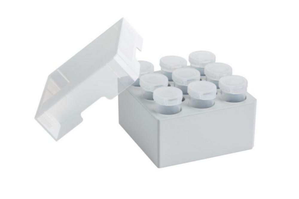 Zubehör für Eppendorf Tubes® 25 ml, PP | Beschreibung: Aufbewahrungsbox 3 x 3, PP, für 9 x 25 ml Gefäße