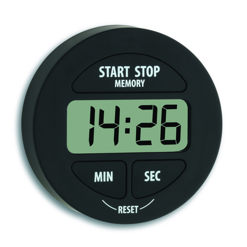Digital countdown timer and stopwatch, round | Colour: Black