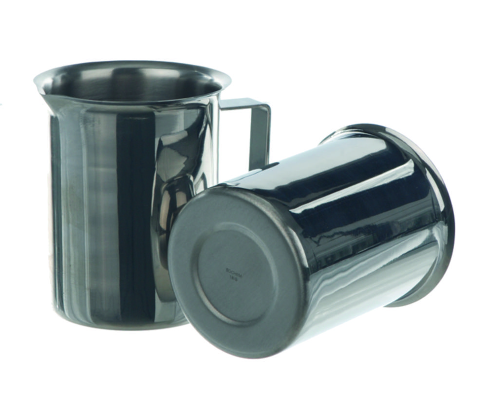 Beakers, stainless steel, with rim, spout and handle | Nominal capacity: 1000 ml