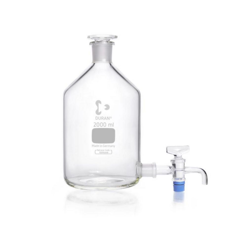 Aspirator bottles, Duran®, conical joint neck and outlet tubulure, with stoppers | Capacity ml: 2000
