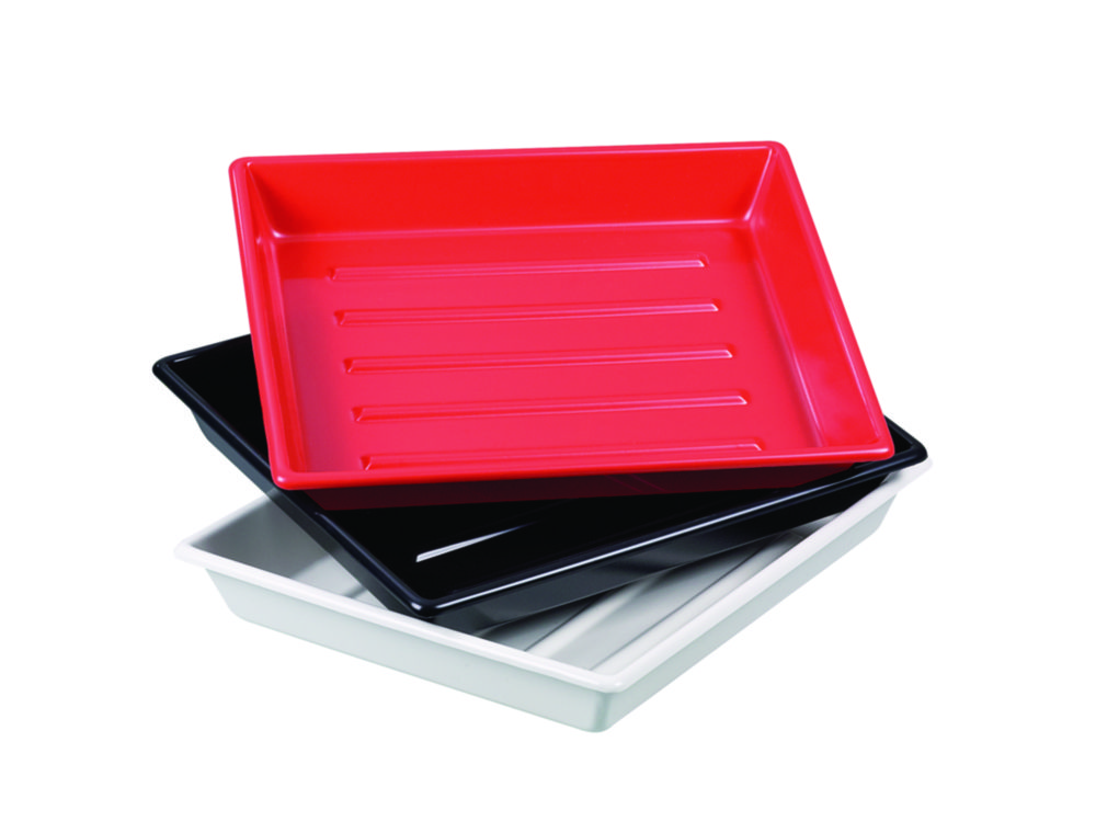 Photographic trays LaboPlast®, PVC, shallow form with ribs on bottom, profile shape rounded