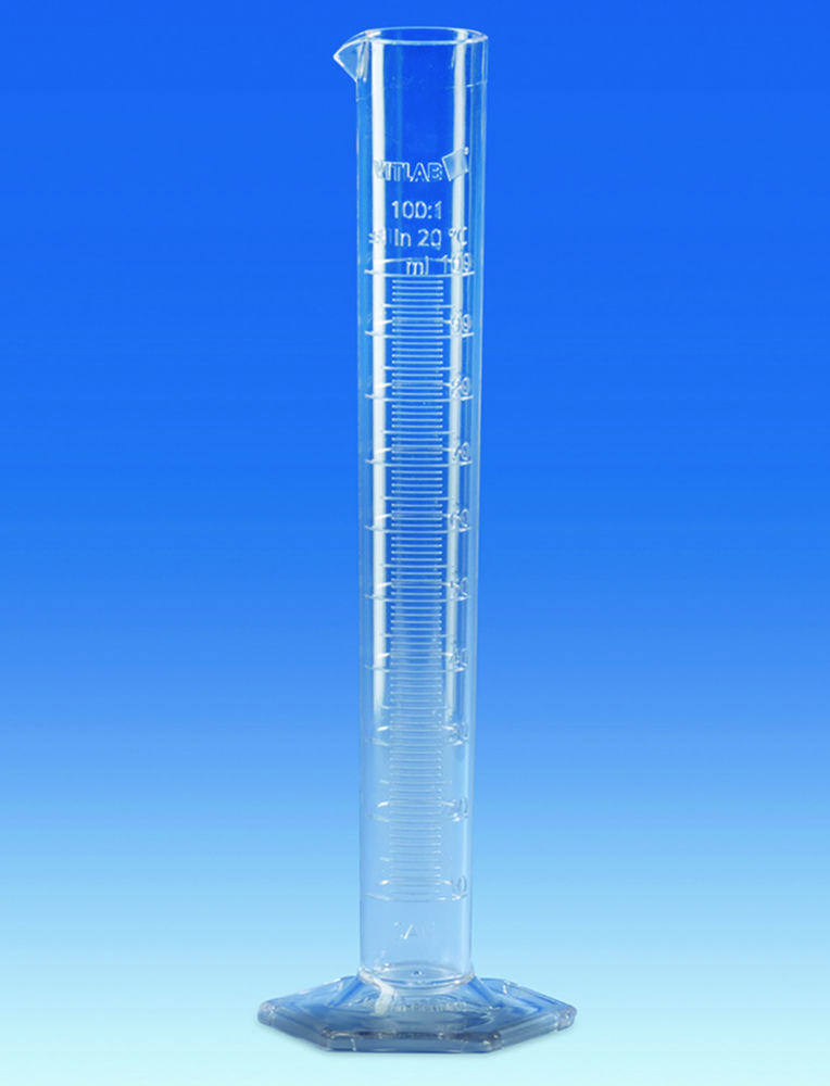 Measuring cylinders, SAN, tall form, class B, moulded graduations | Nominal capacity: 50 ml