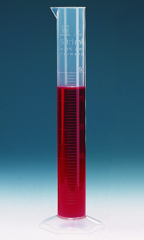 Graduated cylinders, PP, tall form, class B, embossed scale | Nominal capacity: 10 ml