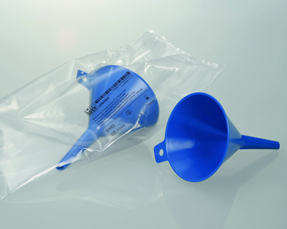 Disposable funnels, PS, blue