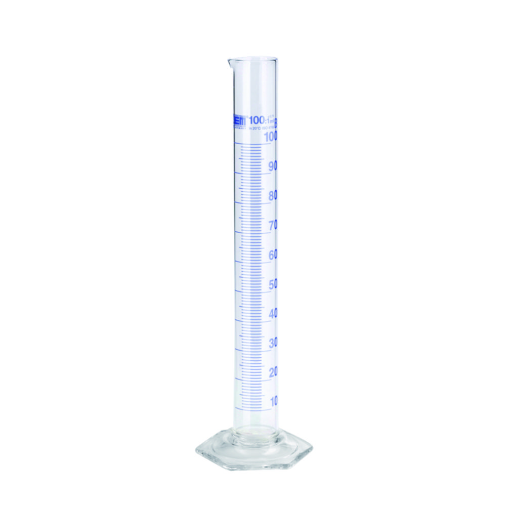 Measuring cylinders, DURAN®, tall form, class B, blue graduation | Nominal capacity: 250 ml