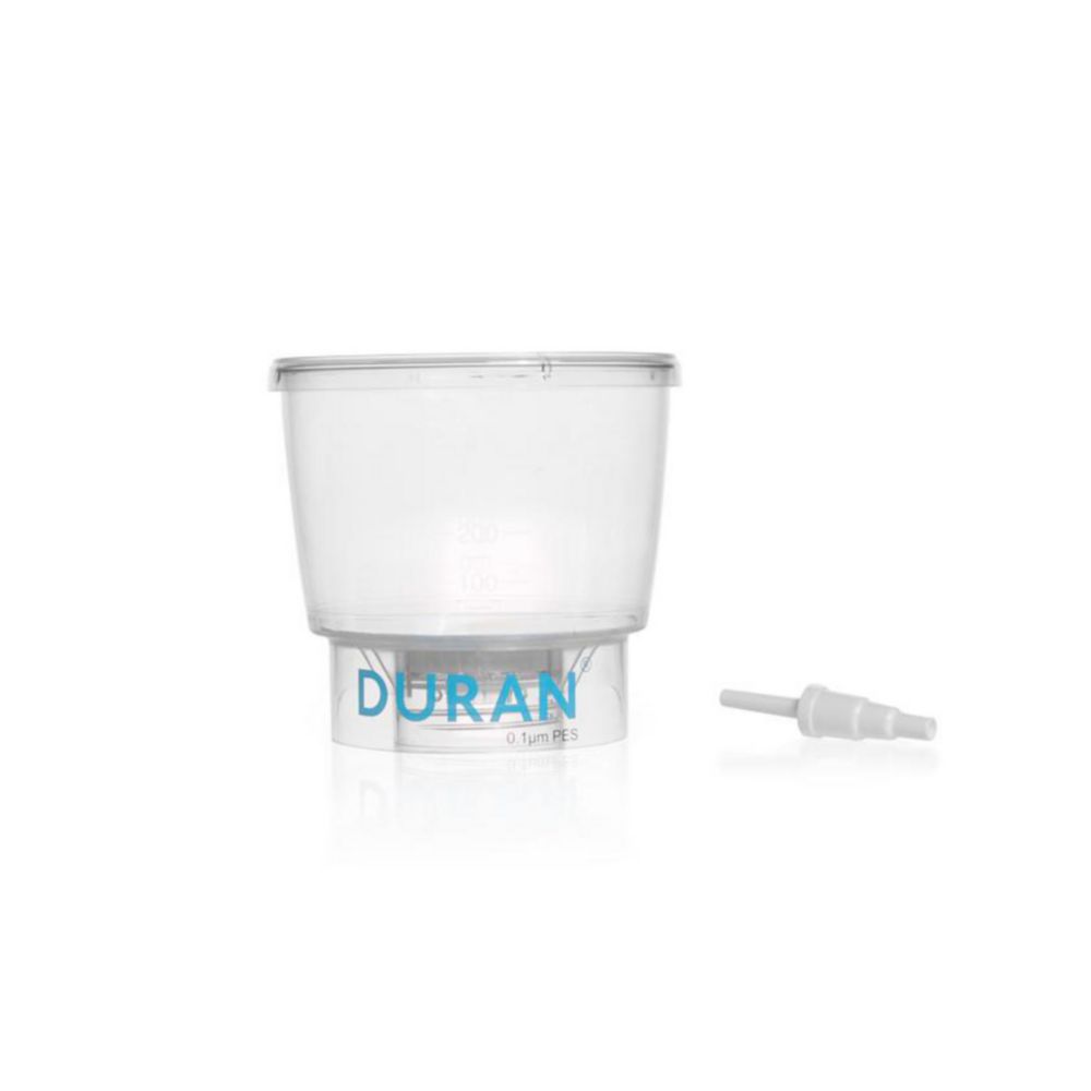 Accessories to Cell Culture Flasks DURAN® TILT | Description: Filter 500 ml, GL 45, dia. 92 mm, gamma sterilized, pore size 0,1 µm, PES