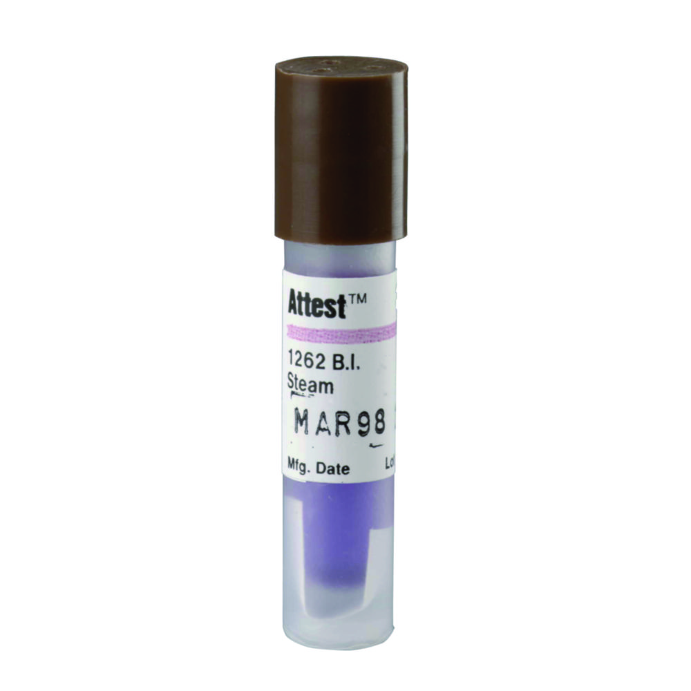 Bio-Indikator Attest™ zur Kontrolle von Dampf-Sterilisatoren | Typ: Bio-Indikator Attest™ für Dampf-Sterilisatoren, Verschluß braun