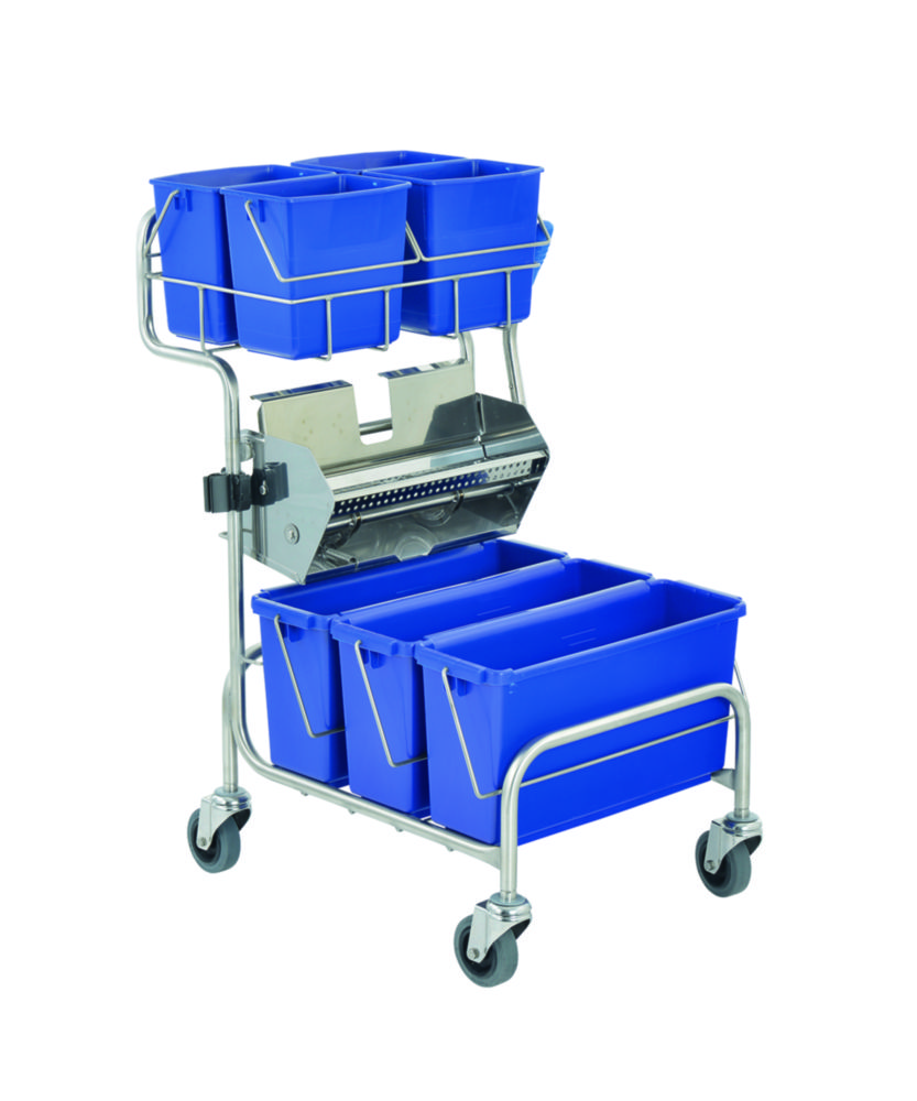 Cleaning trolleys Clino® CR6 FP with flat wringer, stainless steel