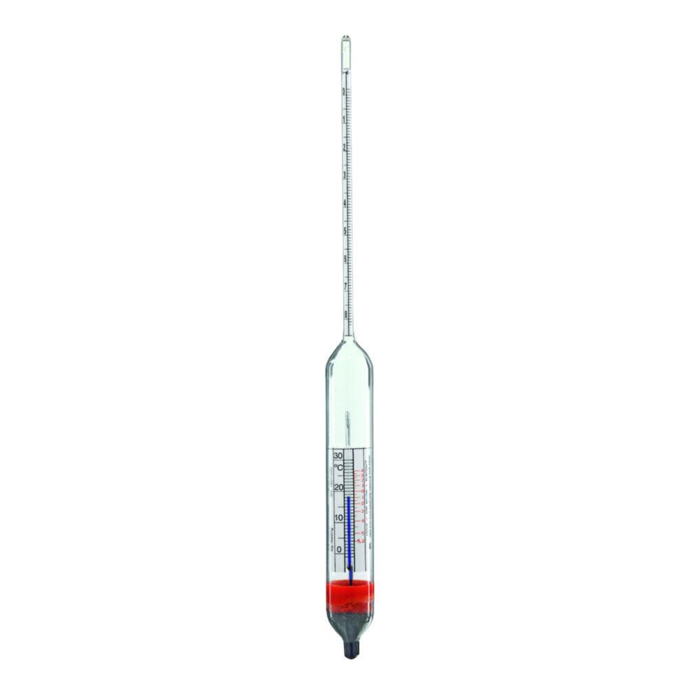 Hydrometers, relative density, with thermometer | Measuring range g/cm3: 1.000 ... 1.100