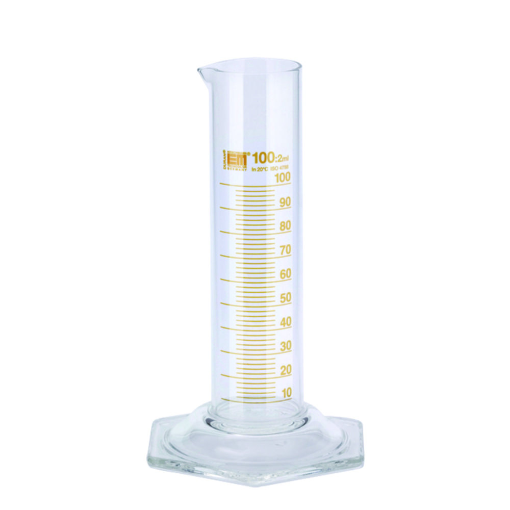 Measuring cylinders, DURAN®,  low form, class B, amber stain graduation | Nominal capacity: 50 ml