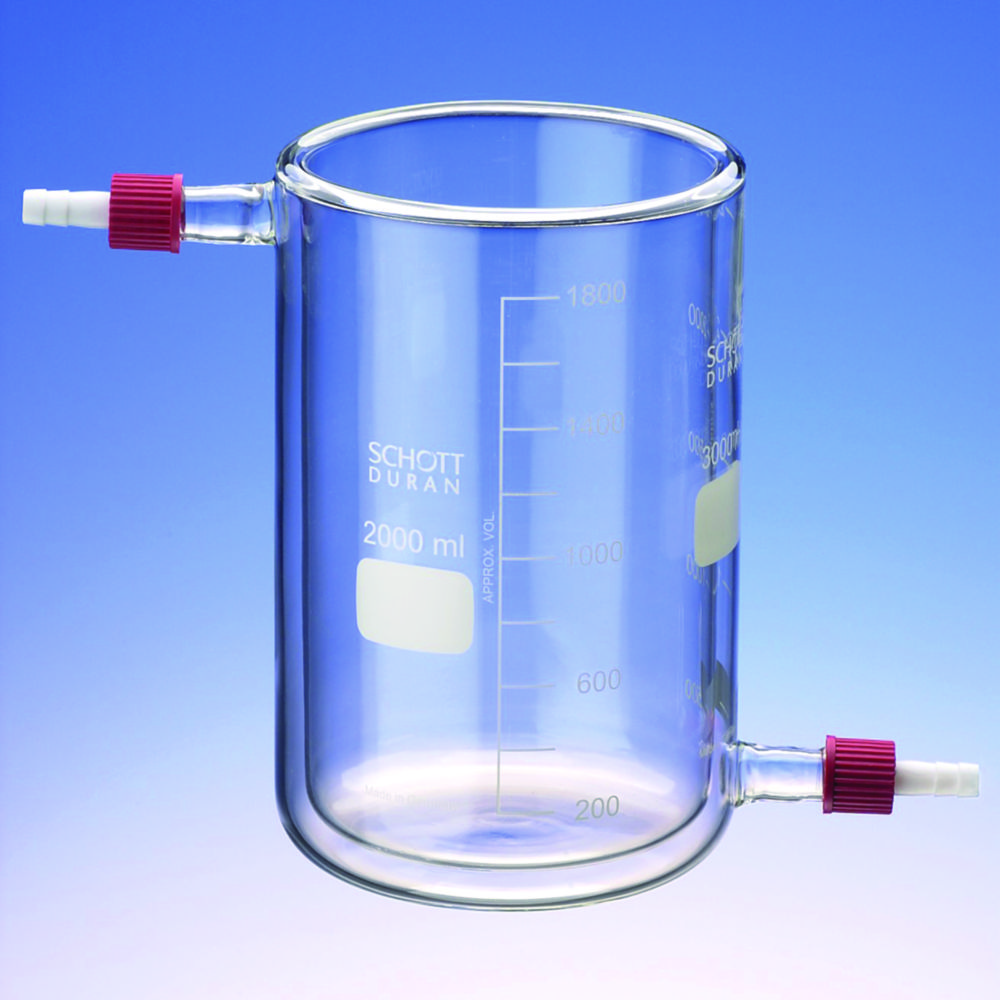 Beakers, glass, jacketed wiht PTFE-Olive, type T-GL | Capacity ml: 250