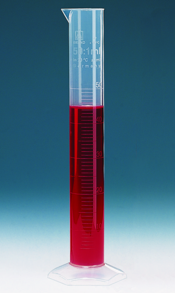Graduated cylinders, PP, tall form, class B, embossed scale