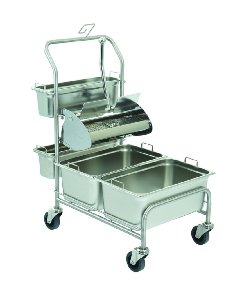 Cleaning trolleys Clino® CR1 FP-GMP / Clino® CR3 FP-GMP with flat wringer Ringo GMP®, stainless steel | Type: Clino® CR3 FP-GMP