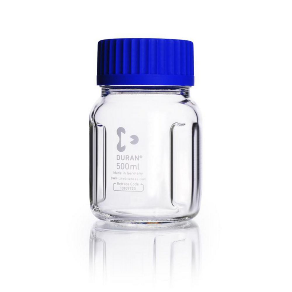 Baffled Wide-mouth bottles, GLS 80®, DURAN®, with screw cap | Nominal capacity: 500 ml