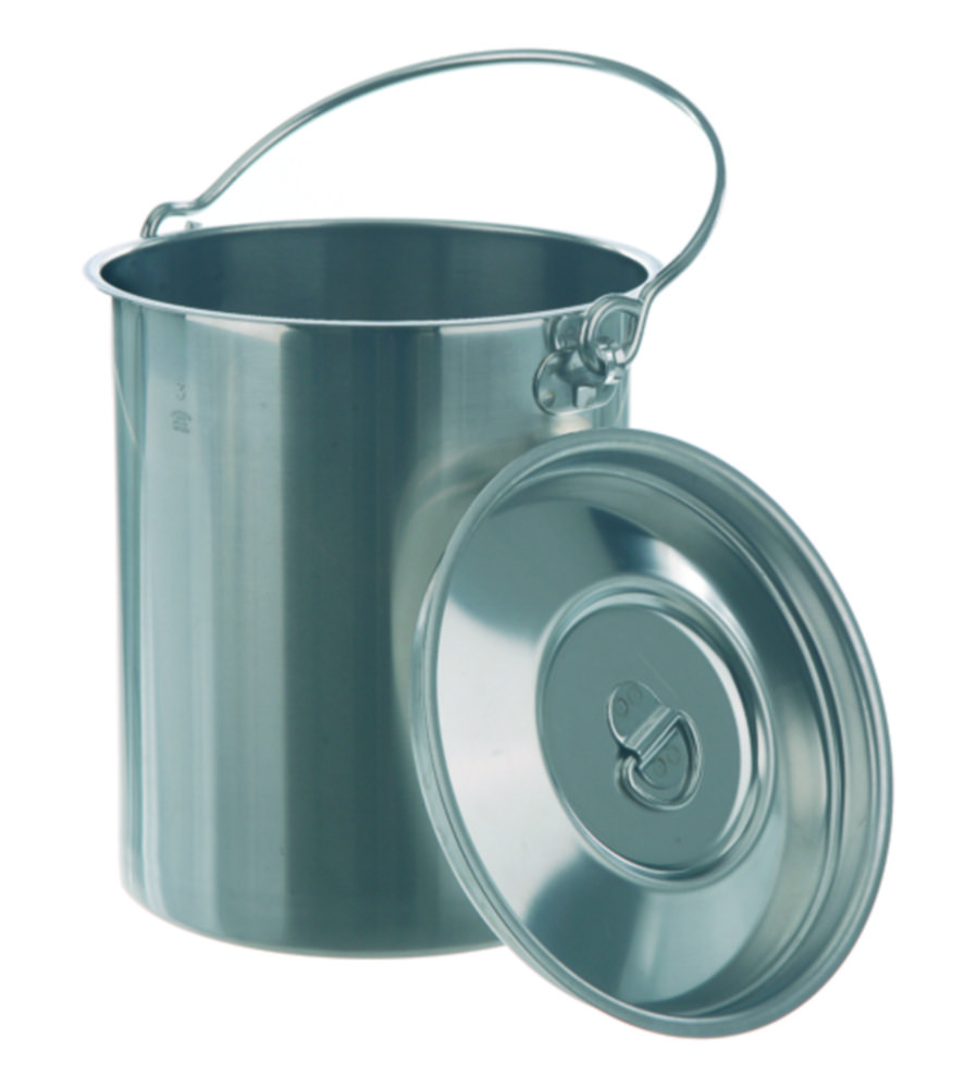 Transport containers with lid and handle, 18/10 steel | Nominal capacity: 10 l