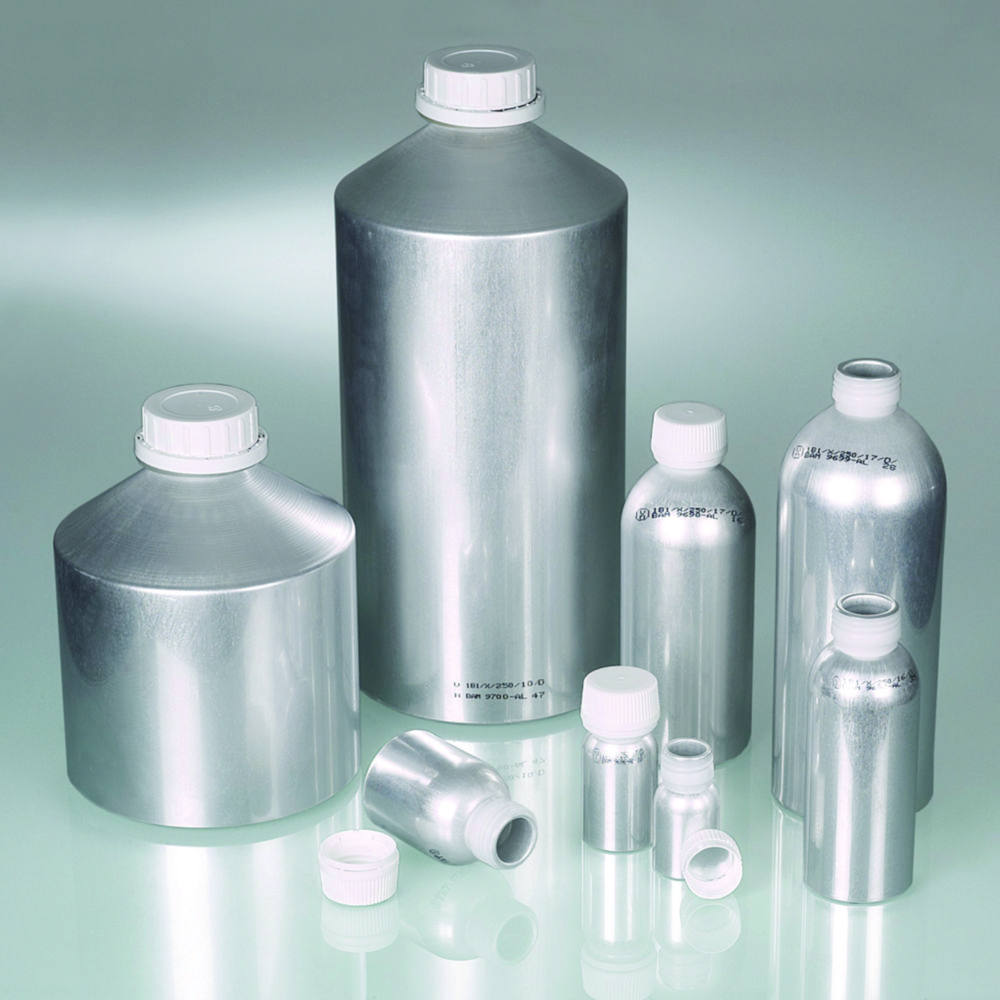 Aluminium bottles, with UN approval | Nominal capacity: 600 ml