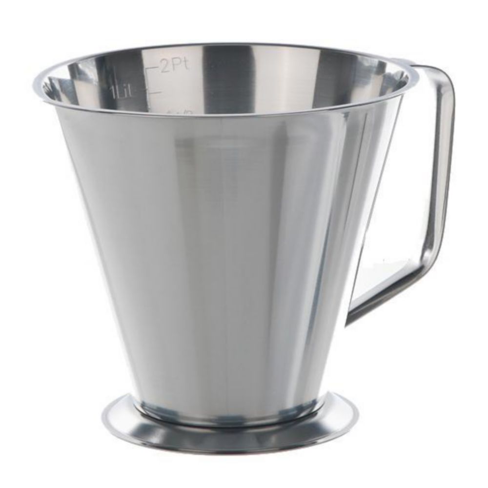 Measuring jugs with handle, stainless steel, conical shape with foot | Nominal capacity: 1000 ml