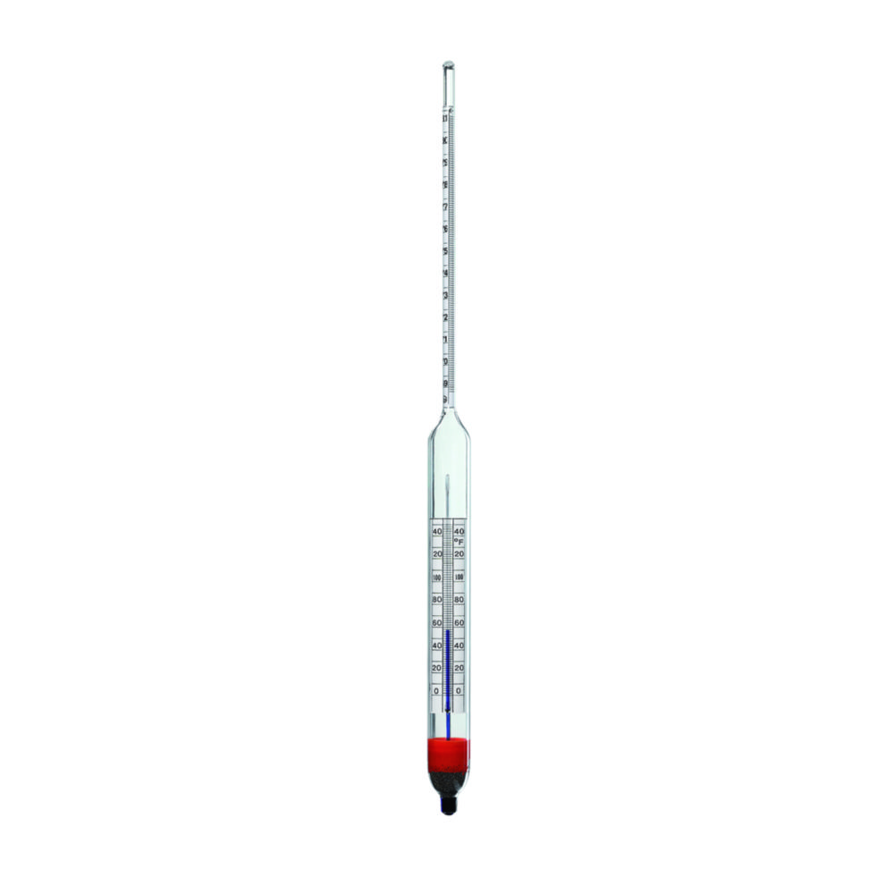 ASTM Hydrometers, with works calibration and 3 checkpoints | Measuring range kg/m3: 850 ... 900