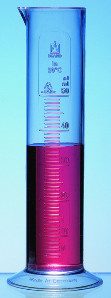 Graduated cylinders, PP, class B, embossed scale | Nominal capacity: 25 ml