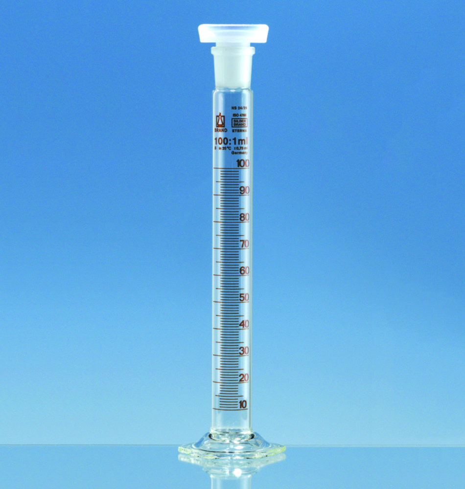 Mischzylinder, Borosilikatglas 3.3, hohe Form, Klasse B, braun graduiert | Nennvolumen: 25 ml