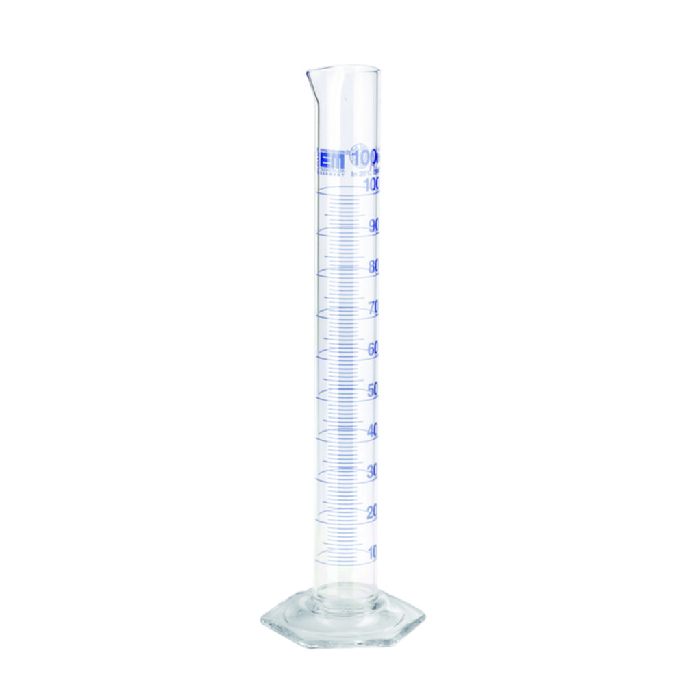 Messzylinder, DURAN®, hohe Form, Klasse A, blau graduiert | Nennvolumen: 100 ml