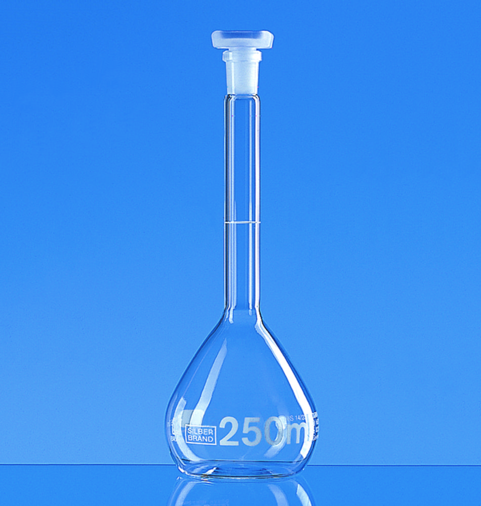 Volumetric flasks, borosilicate glass 3.3, Class B.